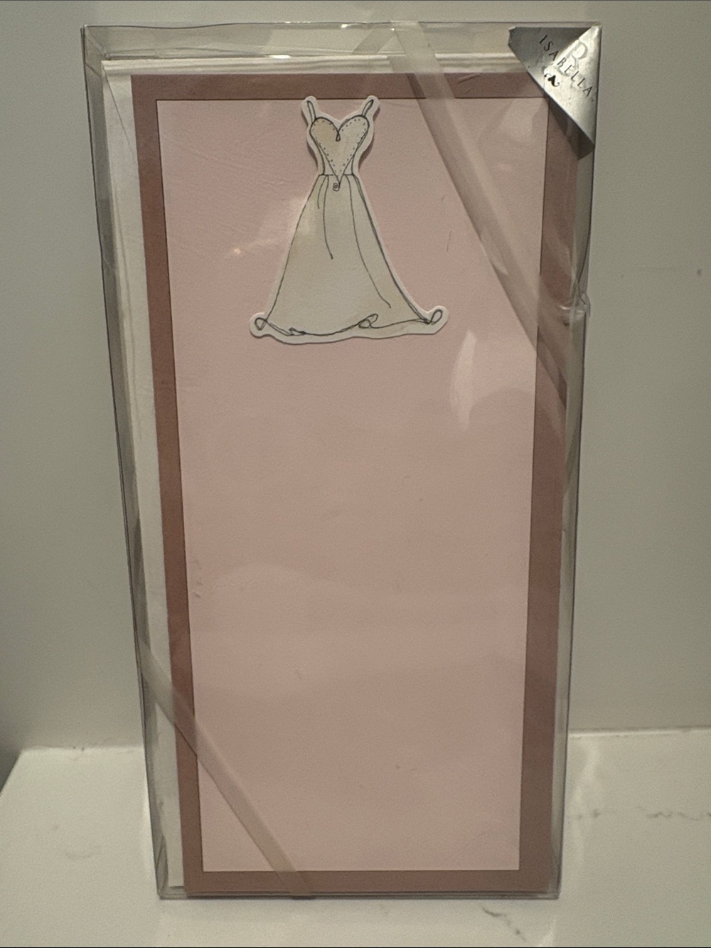 Bridal Dress Pink Note Card - Elegant Wedding Stationery